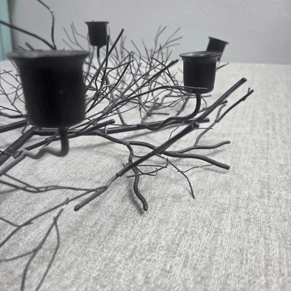Black Metal Branch Candelabra 7 Arm Taper Candle Holder Gothic Tree Brutalist